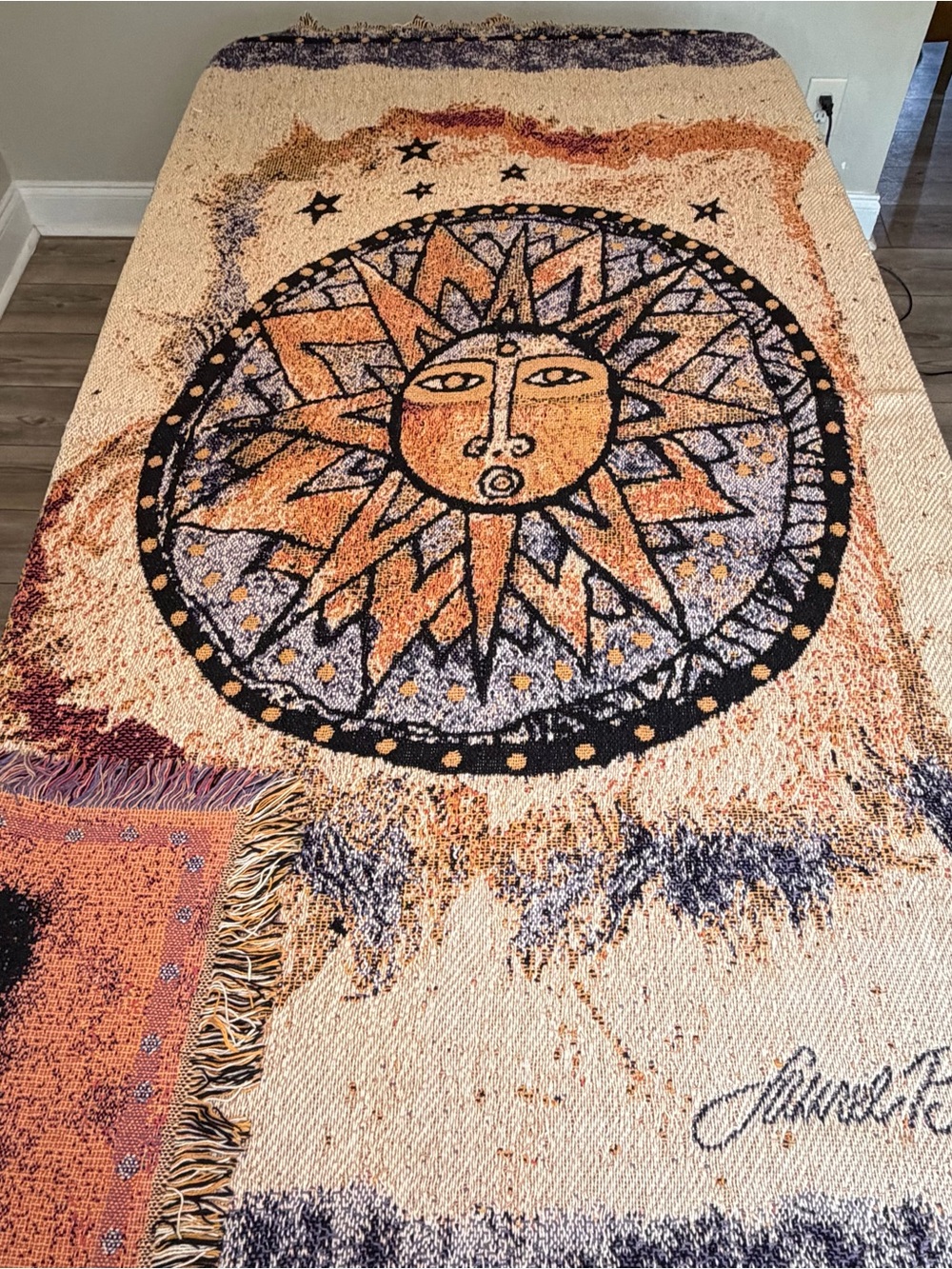 Vintage Laurel Burch - Rug Barn Celestial Sun Throw Blanket Tapestry